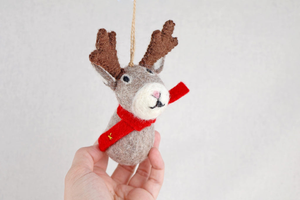 Weihnachtsanhänger Elch mit Schal I Christbaumschmuck I Weihnachtsdeko I Winter I Weihnachtsbaum I Elch aus Filz