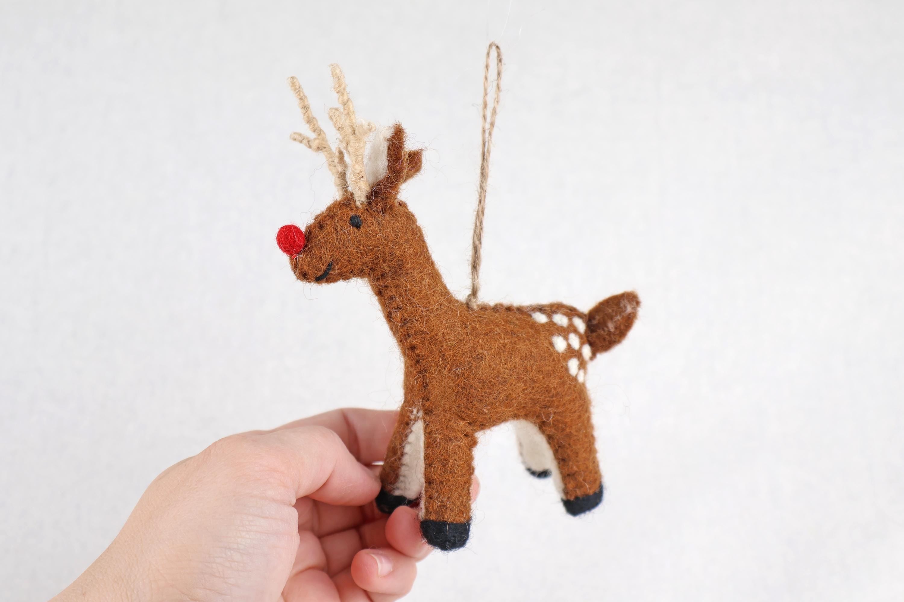 Weihnachtsanhänger Rudolf das Rentier I Filz Christbaumschmuck I Weihnachtsdeko I rote Nase I Rentier Deko