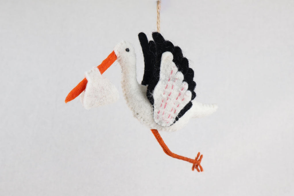 Anhänger Storch I Filz Christbaumschmuck I Weihnachtsdeko I Babyparty I Klapperstorch I Frühlingsdeko