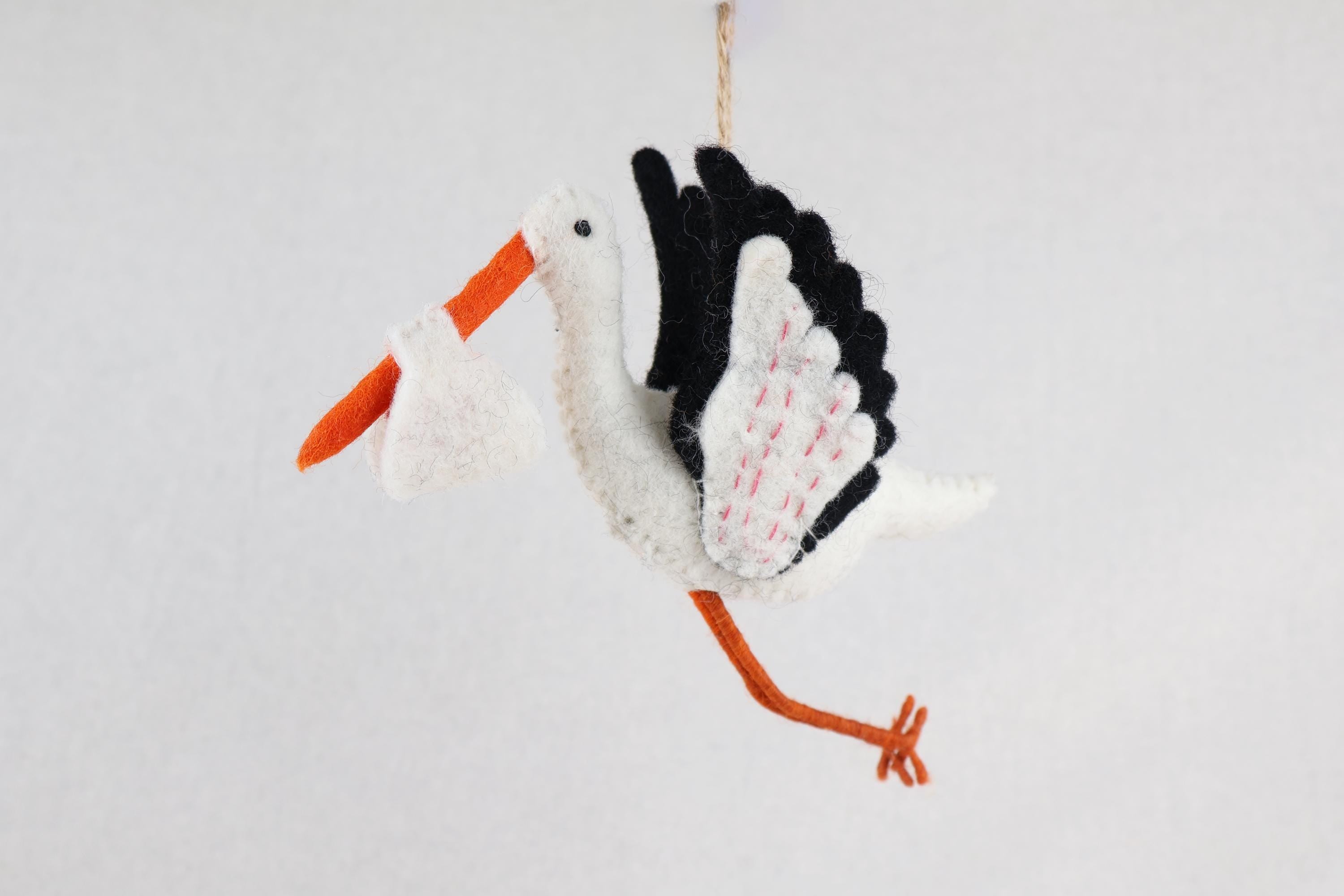 Anhänger Storch I Filz Christbaumschmuck I Weihnachtsdeko I Babyparty I Klapperstorch I Frühlingsdeko