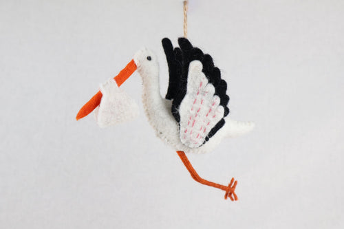 Anhänger Storch I Filz Christbaumschmuck I Weihnachtsdeko I Babyparty I Klapperstorch I Frühlingsdeko