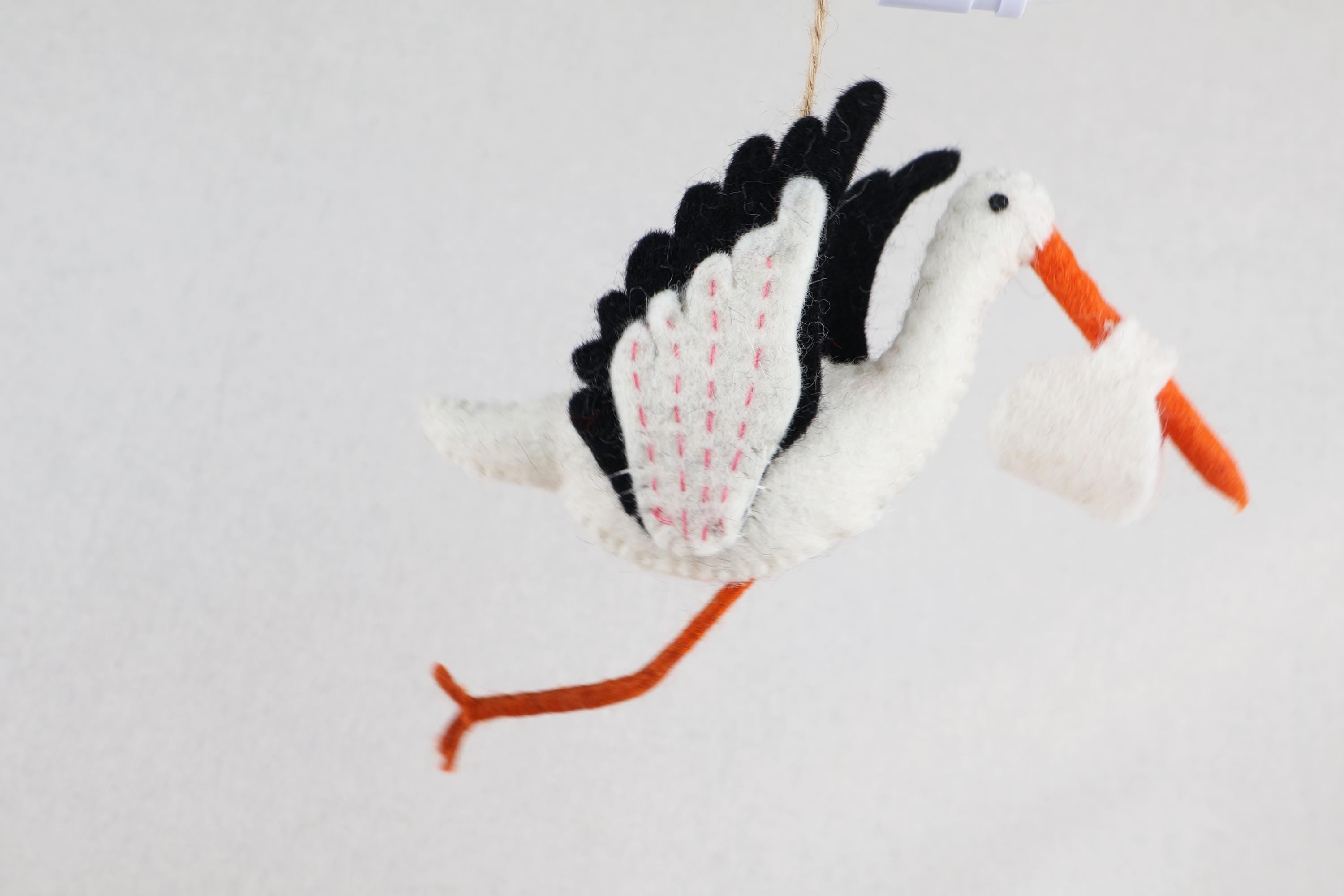 Anhänger Storch I Filz Christbaumschmuck I Weihnachtsdeko I Babyparty I Klapperstorch I Frühlingsdeko