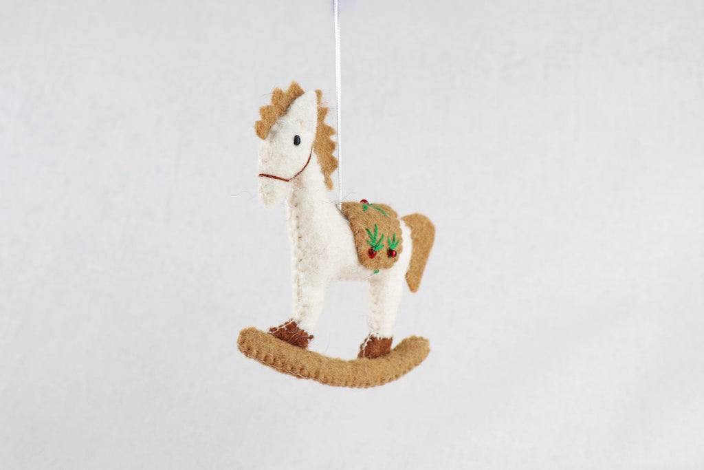 Weihnachtsanhänger Schaukelpferd I Filz Christbaumschmuck I Weihnachtsdeko Pferdchen