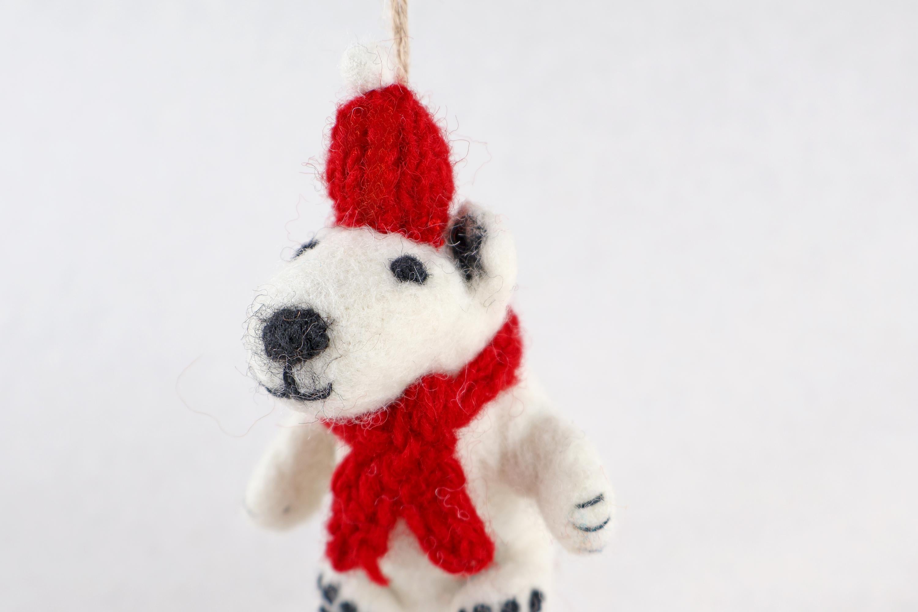 Weihnachtsanhänger Eisbär mit Mütze und Schal I Filz Christbaumschmuck I Weihnachtsdeko I Winterdeko aus Filz