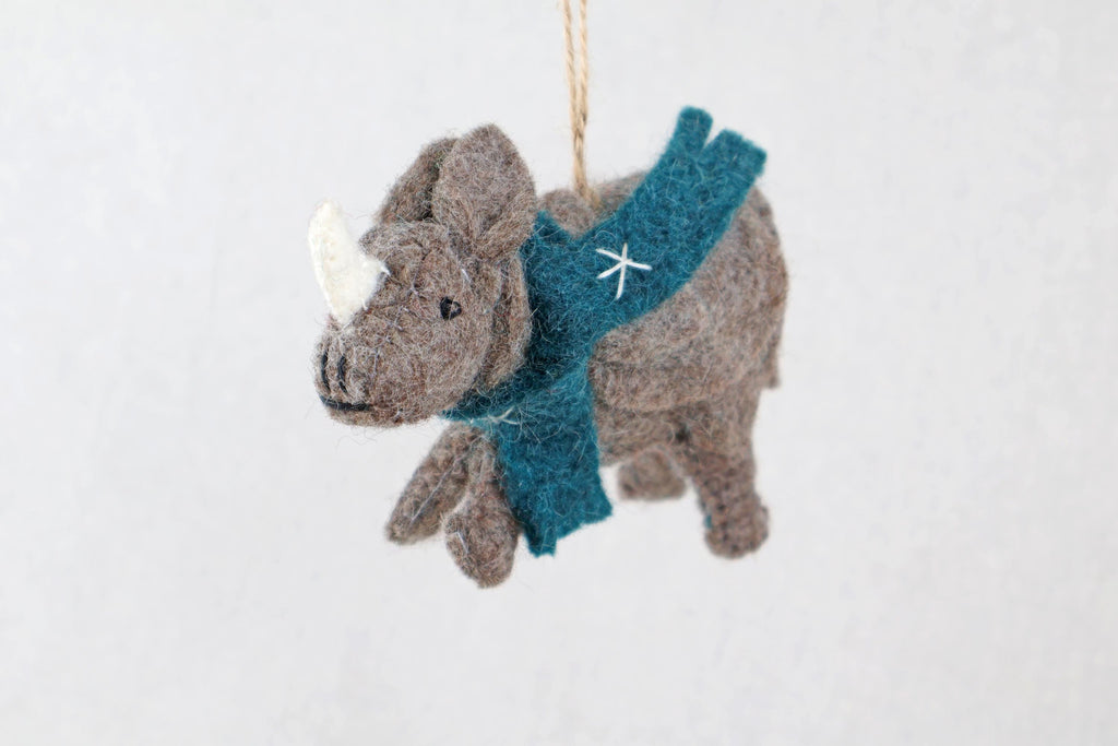 Anhänger Nashorn I Deko aus Filz I Winter I Weihnachtsbaum I Herbstdeko I Anhänger aus Filz I Wildtiere I