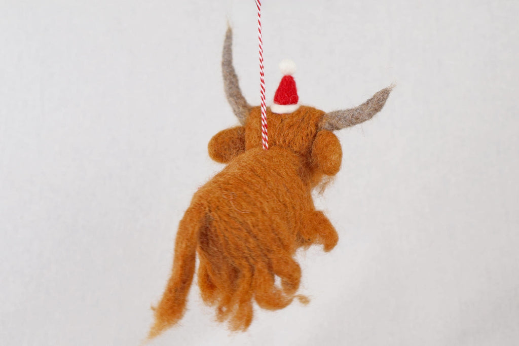 Filzanhänger Highland Rind mit Mütze I weihnachtliche Kuh I Christbaumschmuck I Weihnachtsdeko I Weihnachten I Anhänger