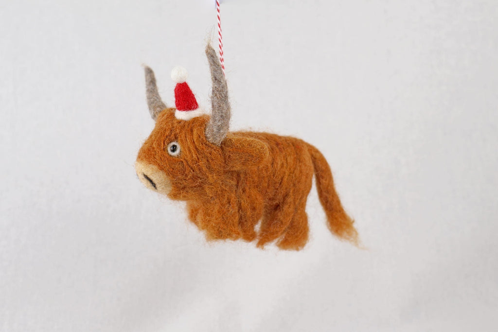 Filzanhänger Highland Rind mit Mütze I weihnachtliche Kuh I Christbaumschmuck I Weihnachtsdeko I Weihnachten I Anhänger
