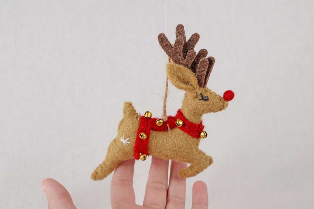 Weihnachtsanhänger Rudolf das Rentier I Filz Christbaumschmuck I Weihnachtsdeko I rote Nase I Rentier Deko