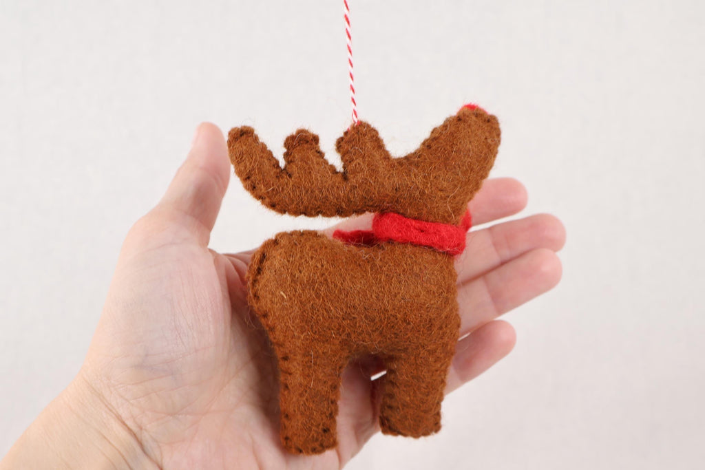 Weihnachtsanhänger Rudolf das Rentier I Filz Christbaumschmuck I Weihnachtsdeko I rote Nase I Rentier Deko