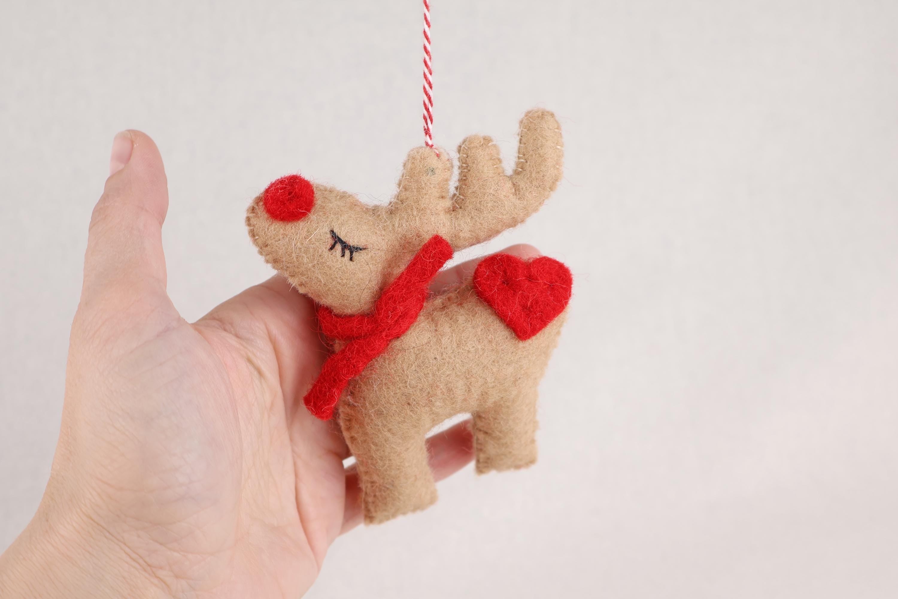 Weihnachtsanhänger Rudolf das Rentier I Filz Christbaumschmuck I Weihnachtsdeko I rote Nase I Rentier Deko