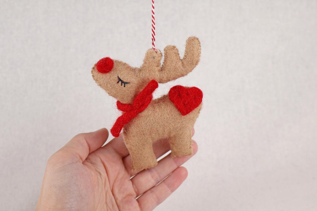 Weihnachtsanhänger Rudolf das Rentier I Filz Christbaumschmuck I Weihnachtsdeko I rote Nase I Rentier Deko