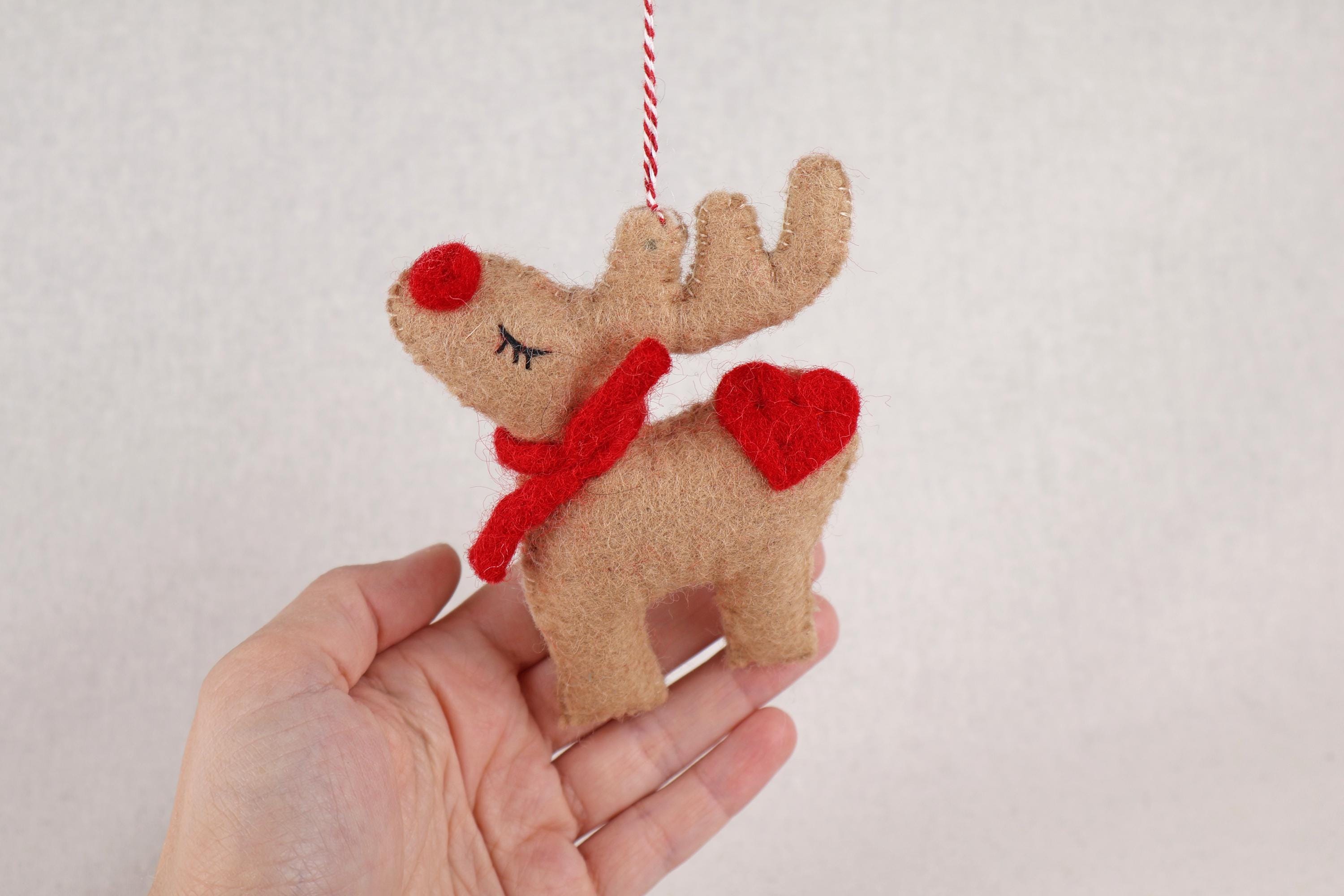 Weihnachtsanhänger Rudolf das Rentier I Filz Christbaumschmuck I Weihnachtsdeko I rote Nase I Rentier Deko