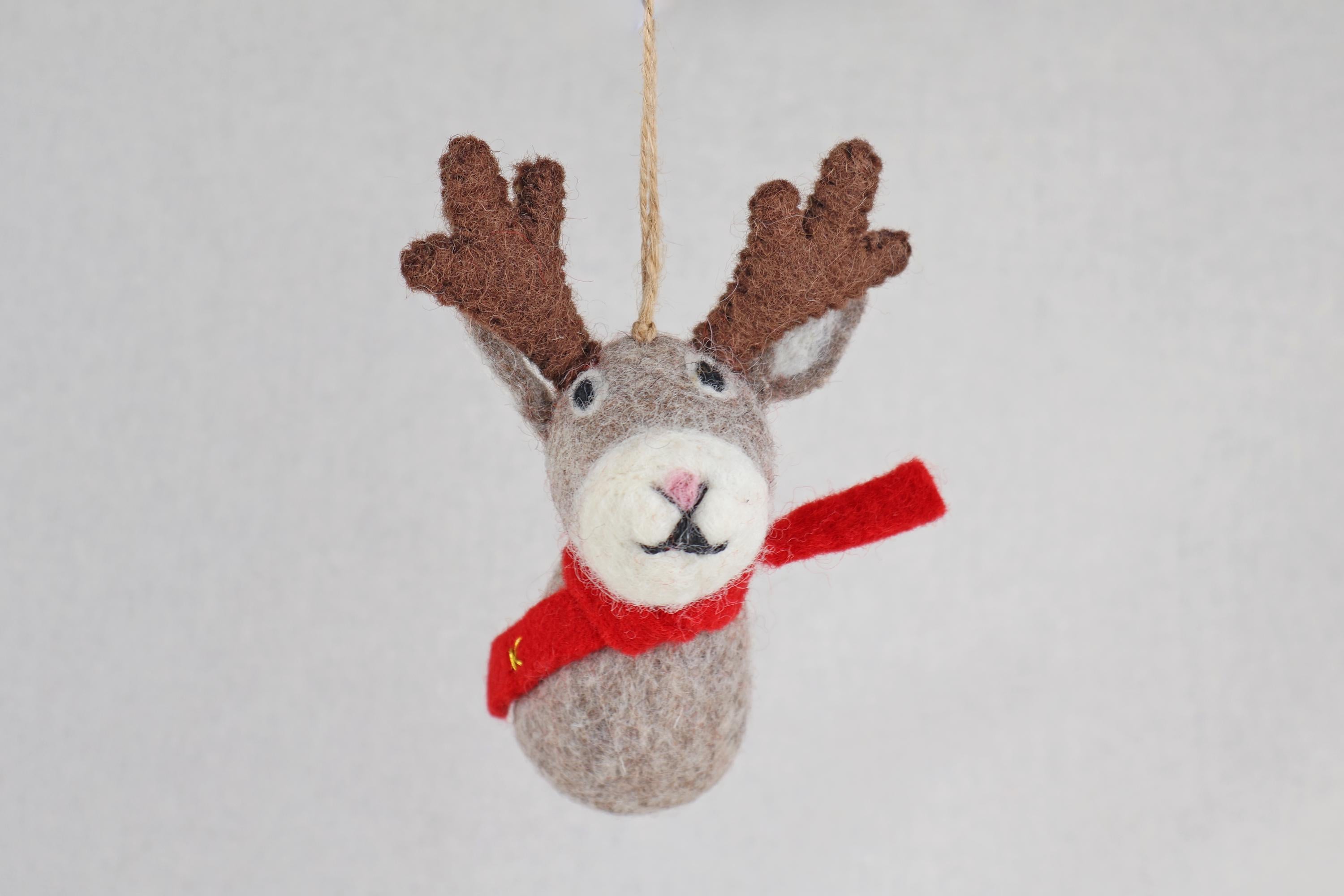 Weihnachtsanhänger Elch mit Schal I Christbaumschmuck I Weihnachtsdeko I Winter I Weihnachtsbaum I Elch aus Filz