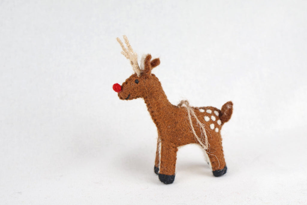Weihnachtsanhänger Rudolf das Rentier I Filz Christbaumschmuck I Weihnachtsdeko I rote Nase I Rentier Deko