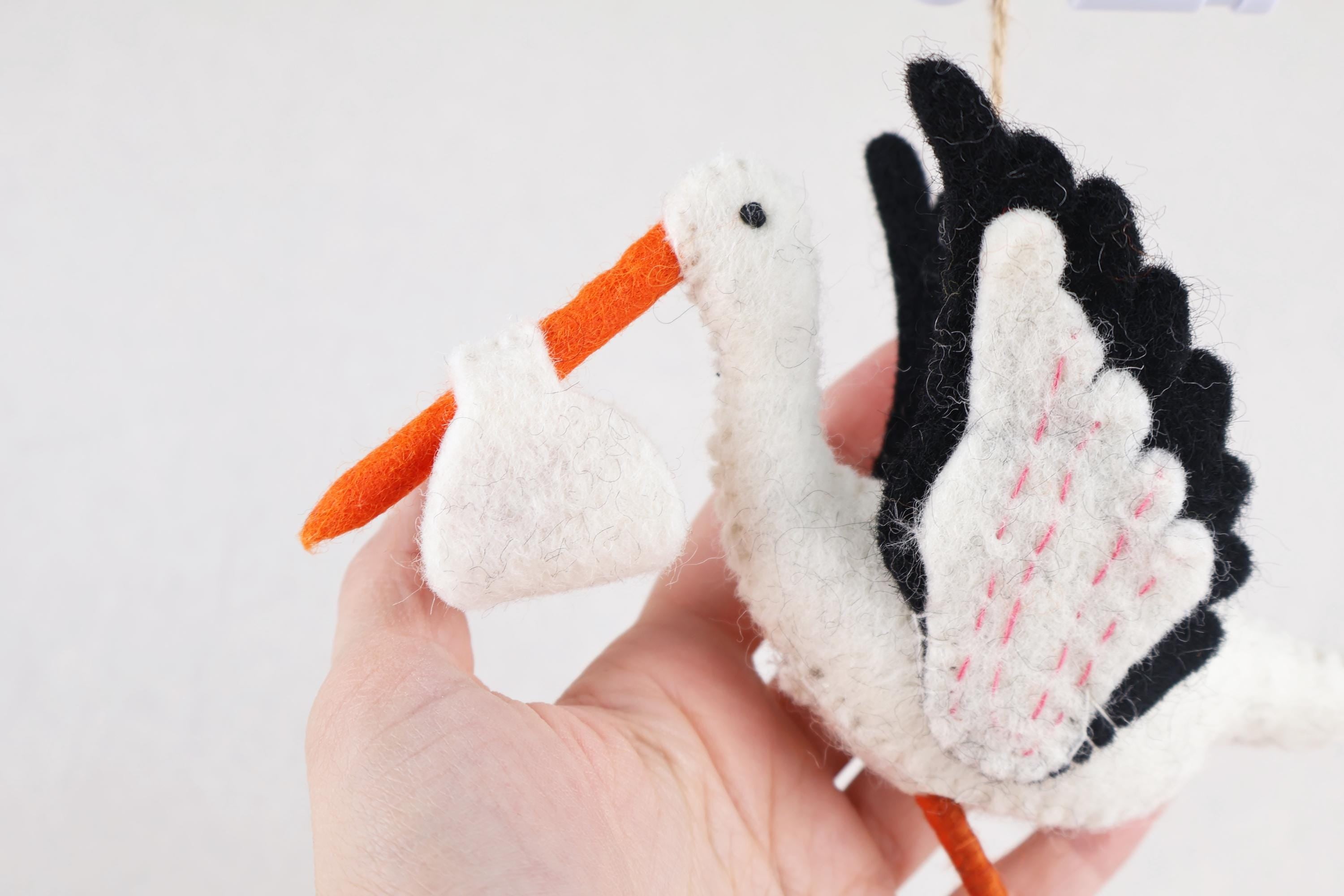Anhänger Storch I Filz Christbaumschmuck I Weihnachtsdeko I Babyparty I Klapperstorch I Frühlingsdeko