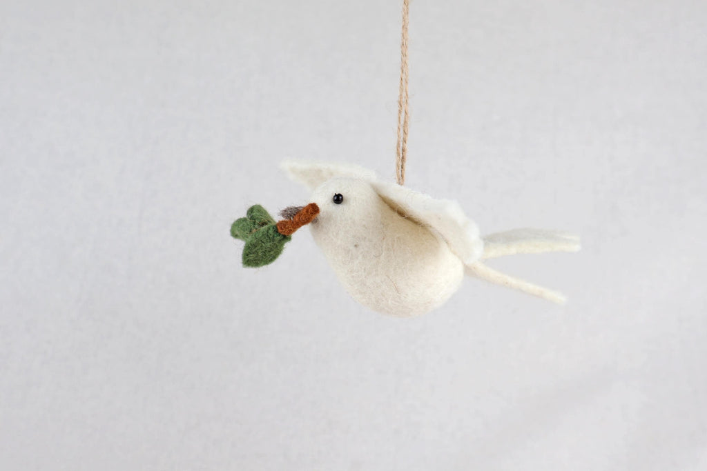 Anhänger Friedenstaube I Christbaumschmuck Weihnachtsdeko I Winter Weihnachtsbaum I Taube Aufhänger I Taube aus Filz