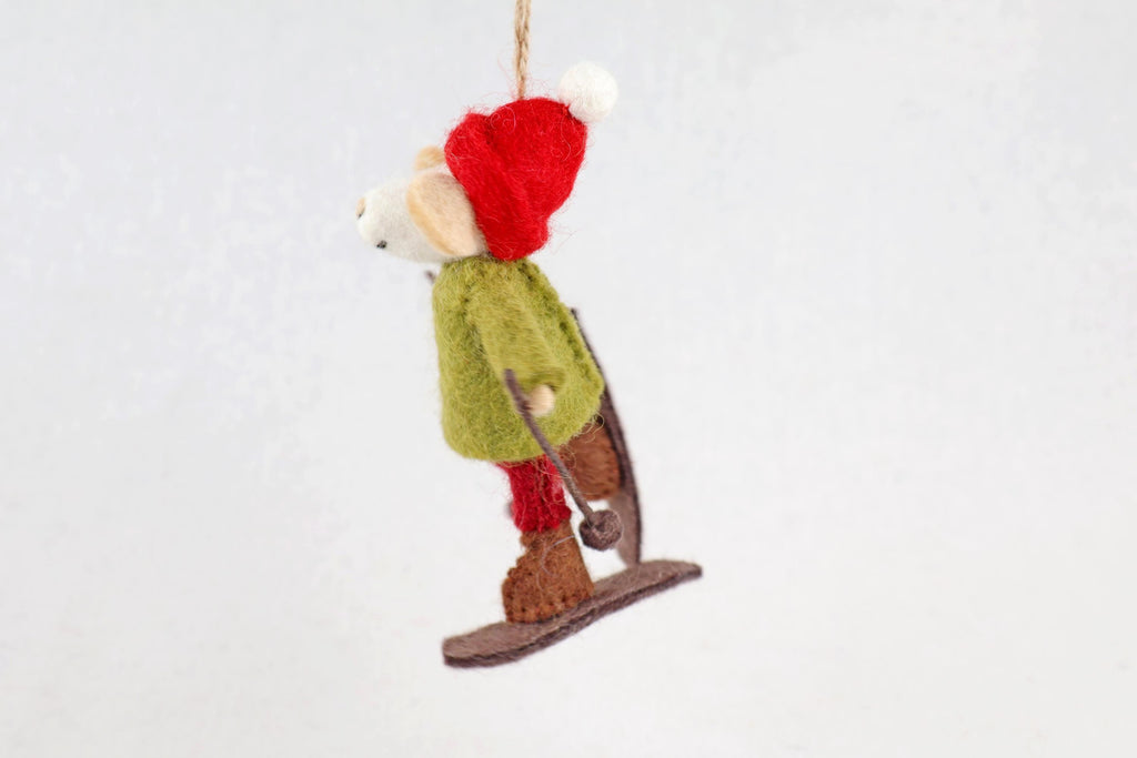 Weihnachtsanhänger Skifahrer Maus I Christbaumschmuck Weihnachtsdeko I Winter Weihnachtsbaum I Weihnachtsmaus