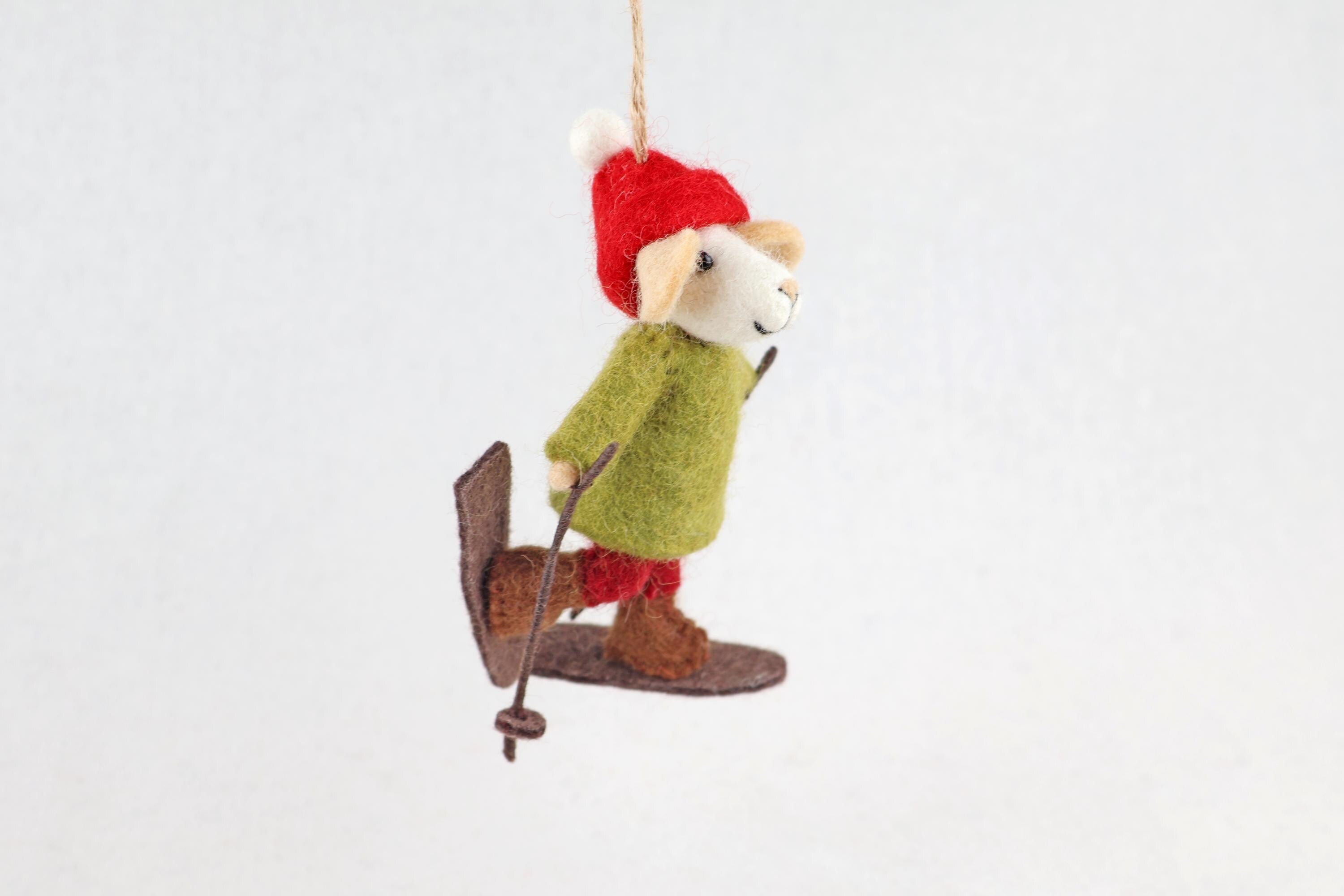 Weihnachtsanhänger Skifahrer Maus I Christbaumschmuck Weihnachtsdeko I Winter Weihnachtsbaum I Weihnachtsmaus
