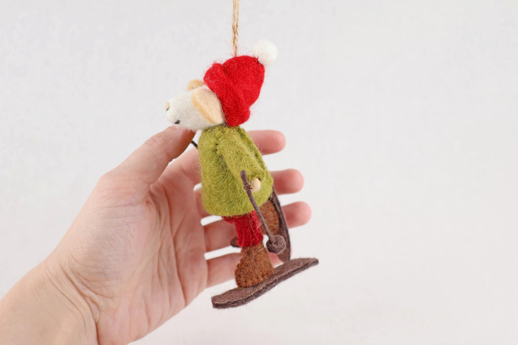 Weihnachtsanhänger Skifahrer Maus I Christbaumschmuck Weihnachtsdeko I Winter Weihnachtsbaum I Weihnachtsmaus