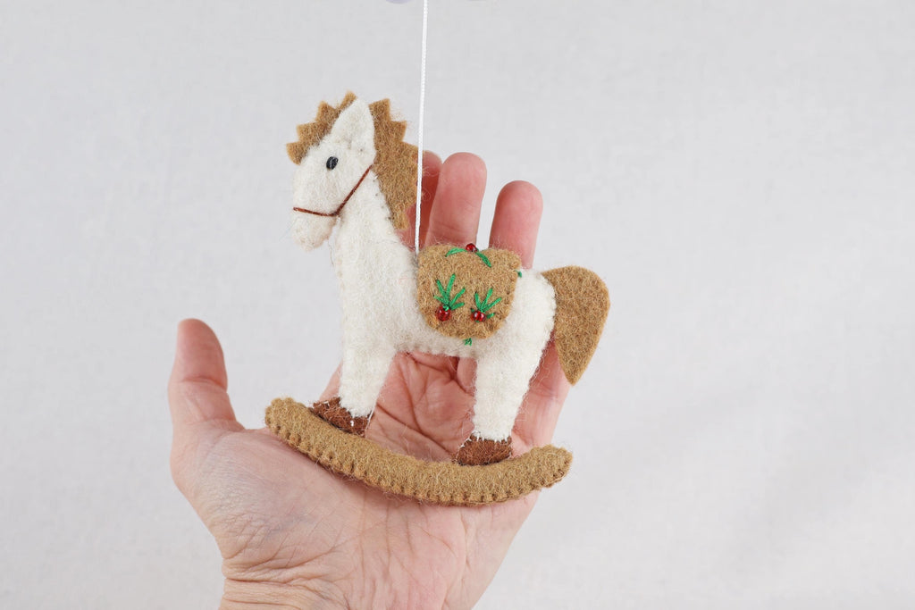 Weihnachtsanhänger Schaukelpferd I Filz Christbaumschmuck I Weihnachtsdeko Pferdchen