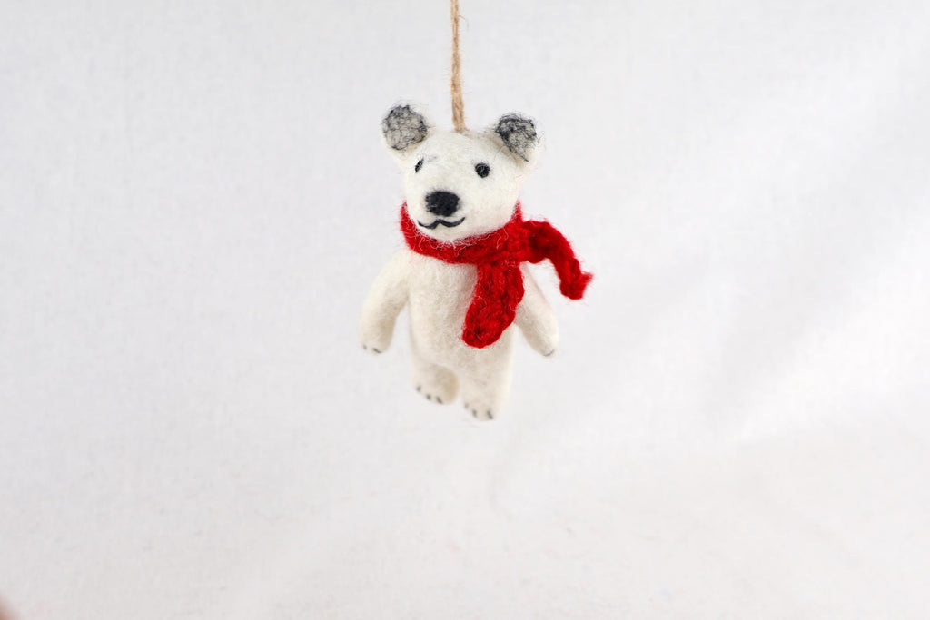 Weihnachtsanhänger Eisbär I Filz Christbaumschmuck I Weihnachtsdeko I Winterdeko aus Filz