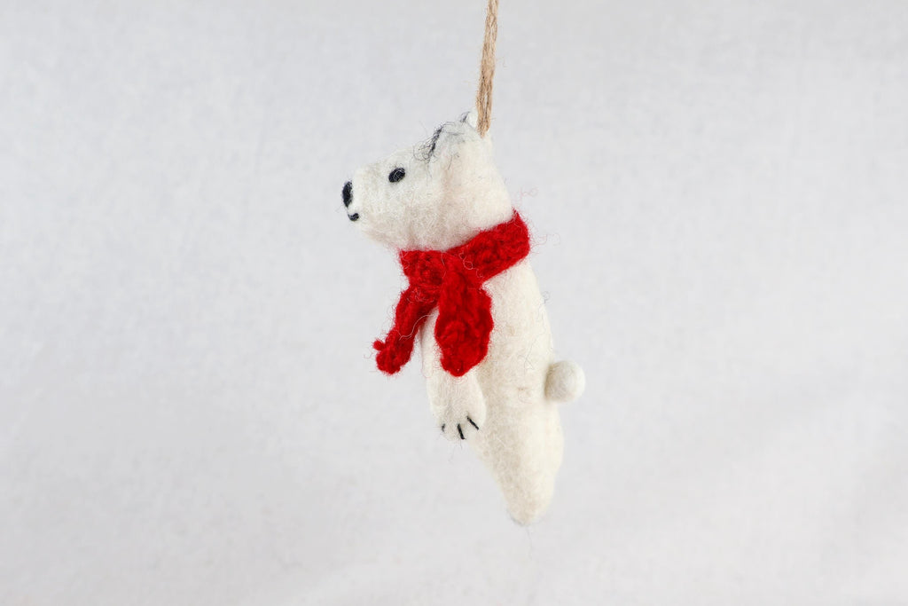 Weihnachtsanhänger Eisbär I Filz Christbaumschmuck I Weihnachtsdeko I Winterdeko aus Filz