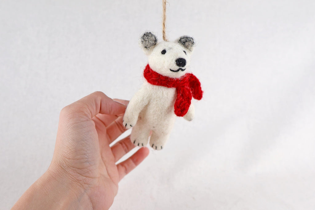 Weihnachtsanhänger Eisbär I Filz Christbaumschmuck I Weihnachtsdeko I Winterdeko aus Filz