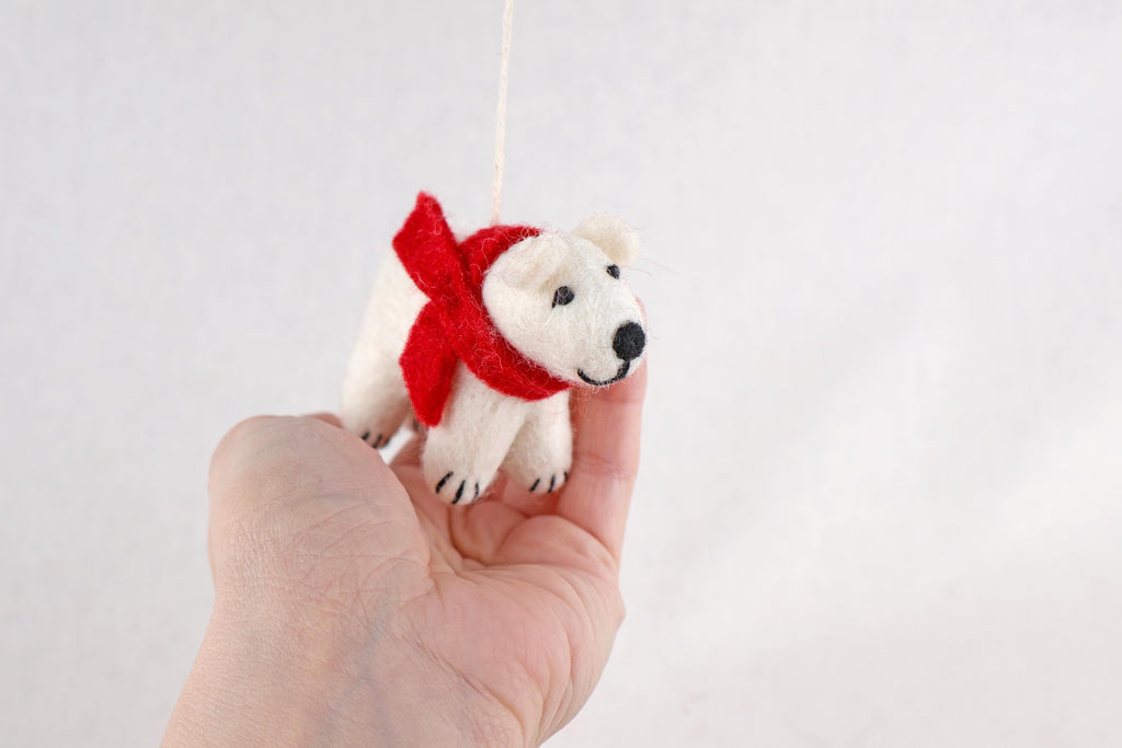 Weihnachtsanhänger Eisbär Filz Christbaumschmuck Weihnachtsdeko