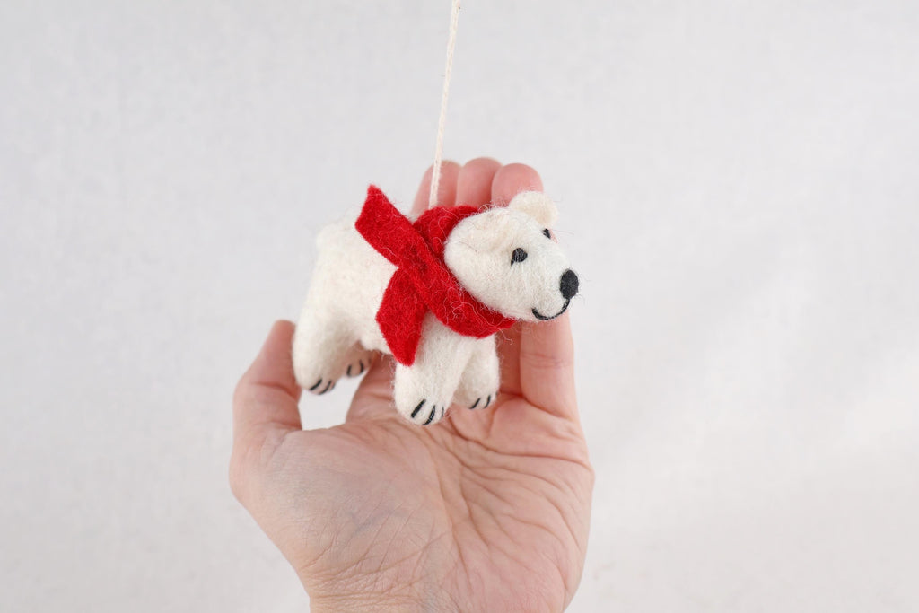 Weihnachtsanhänger Eisbär Filz Christbaumschmuck Weihnachtsdeko