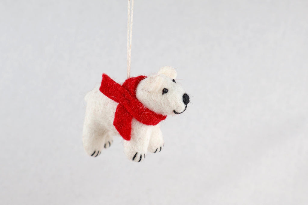 Weihnachtsanhänger Eisbär Filz Christbaumschmuck Weihnachtsdeko