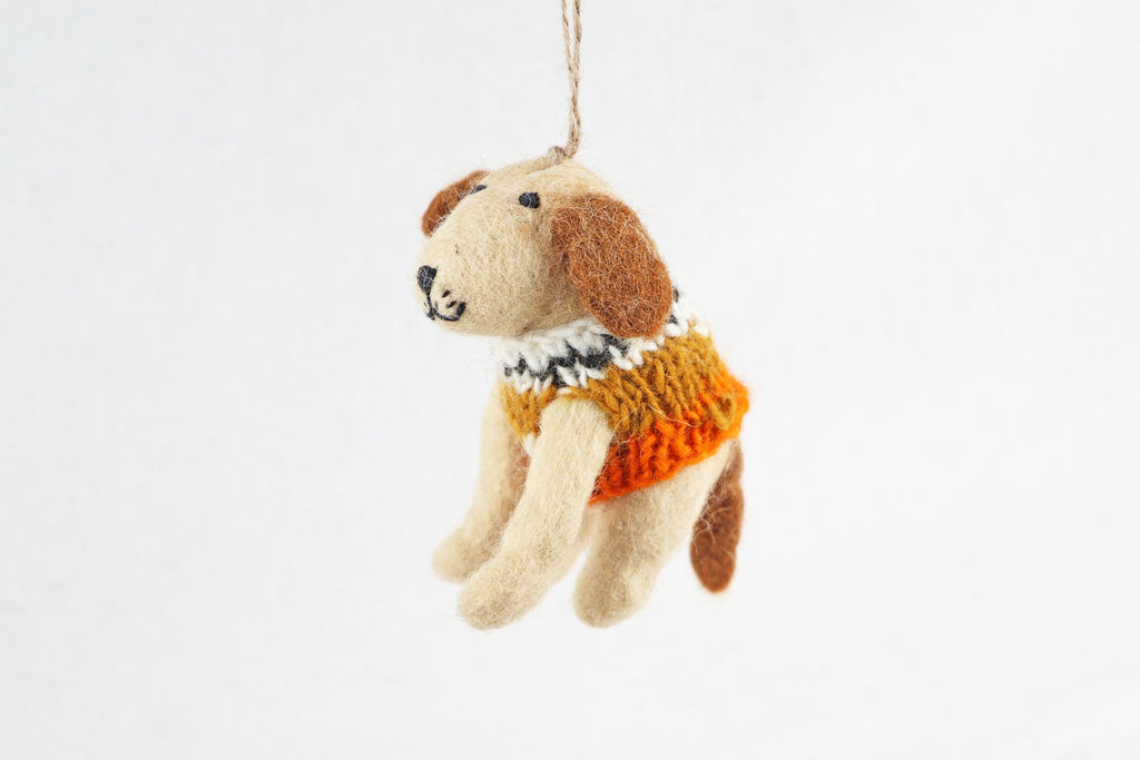 Weihnachtsanhänger Hund mit Strickpullover I Filz Christbaumschmuck I Weihnachtsdeko I Weihnachtshund
