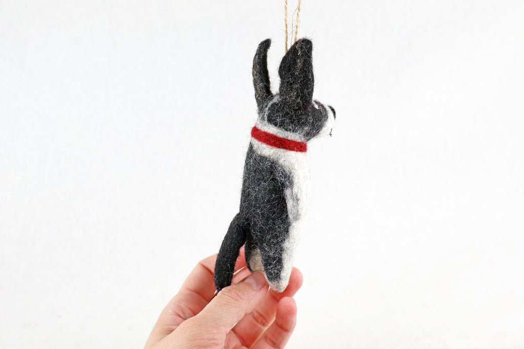 Weihnachtsanhänger Hund schwarz weiß I Filz Christbaumschmuck I Weihnachtsdeko I Hund mit Halstuch