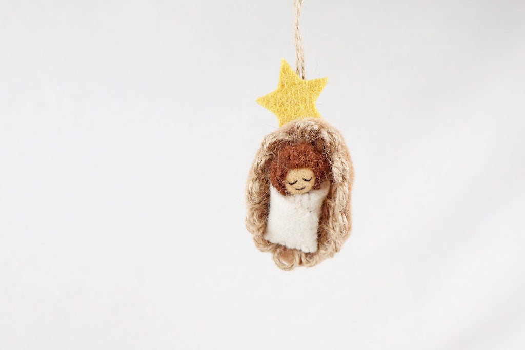 Weihnachtsanhänger Jesuskund in der Krippe I Christbaumschmuck Weihnachtsdeko I Winter Weihnachtsbaum I Baby I Krippe I Wiege I Heiland
