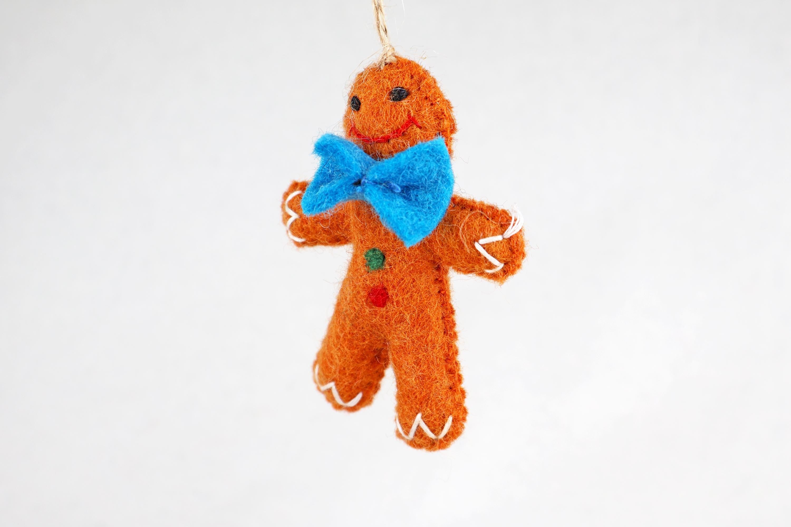 Weihnachtsanhänger Lebkuchenmann mit blauer Schleife I Christbaumschmuck Weihnachtsdeko I Winterdeko I Weihnachtsbaum I Lebkuchen