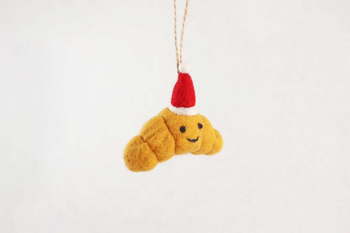 Weihnachtsanhänger Croissant I Filz Christbaumschmuck I Weihnachtsdeko I Anhänger Weihnachten I Weihnachtsmann Croissant I handgefertigt