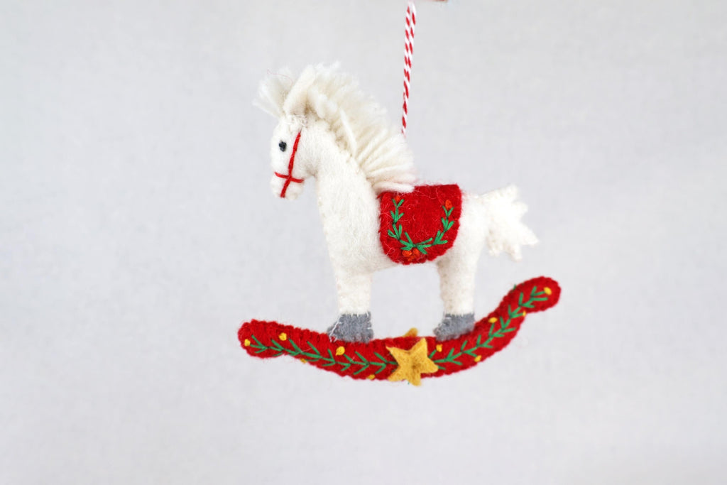 Weihnachtsanhänger Schaukelpferd I Filz Christbaumschmuck I Weihnachtsdeko Pferdchen I Baumschmuck handgefertigt