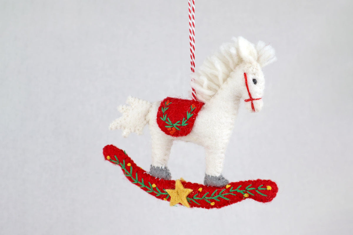 Weihnachtsanhänger Schaukelpferd I Filz Christbaumschmuck I Weihnachtsdeko Pferdchen I Baumschmuck handgefertigt