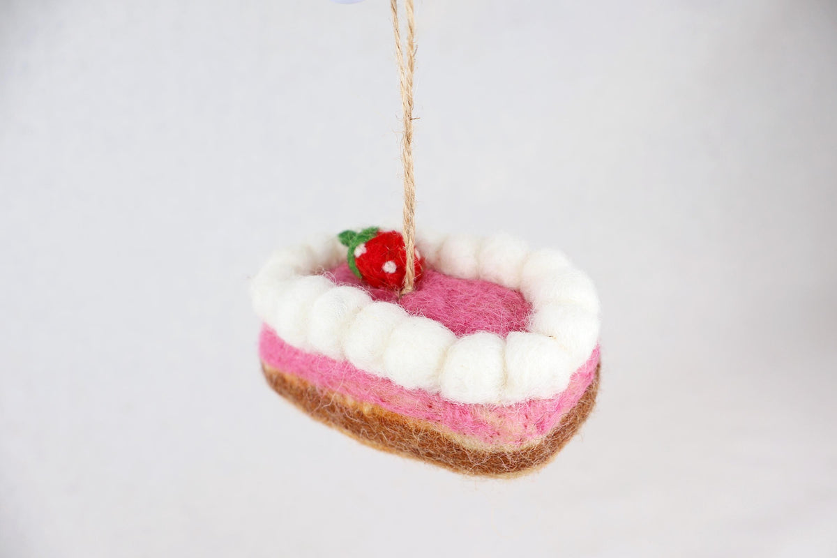 3er-Set Filz-Patisserie Anhänger – Handgefertigte Törtchen & Éclairs | Christbaumschmuck | Süße Weihnachtsdeko | Patisserie Deko