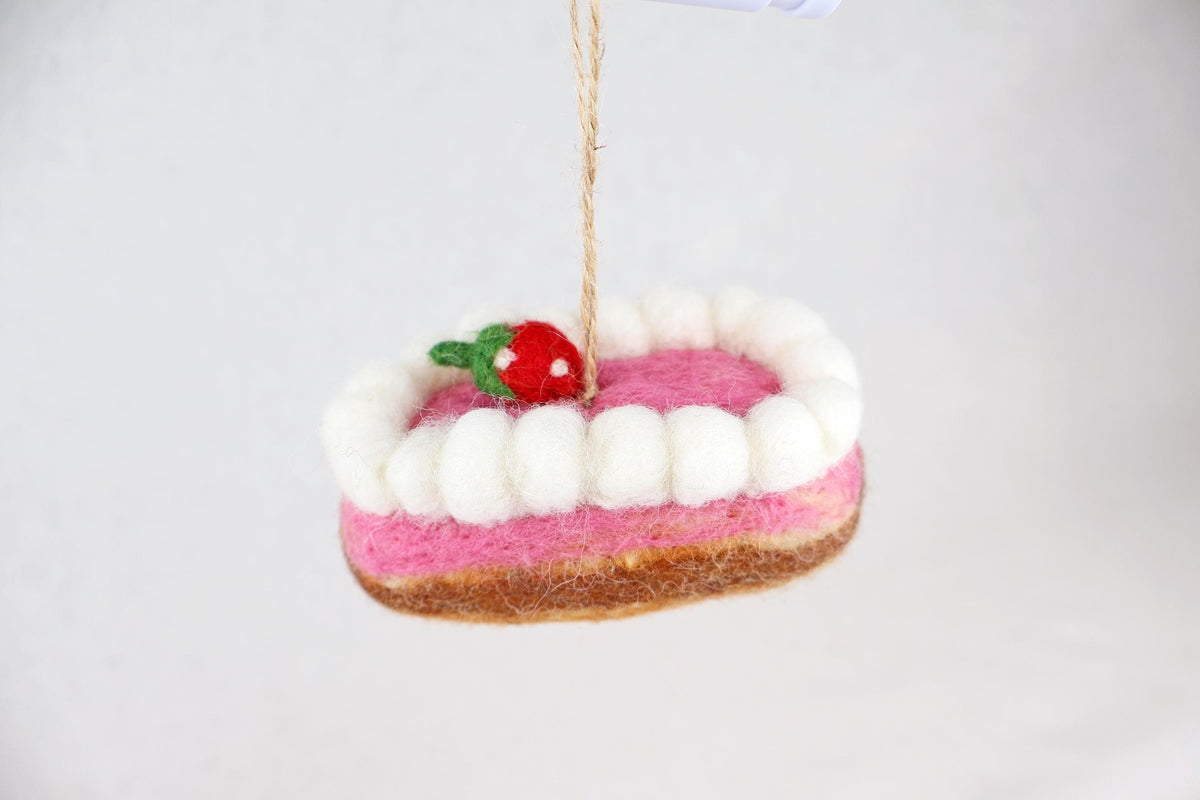 3er-Set Filz-Patisserie Anhänger – Handgefertigte Törtchen & Éclairs | Christbaumschmuck | Süße Weihnachtsdeko | Patisserie Deko