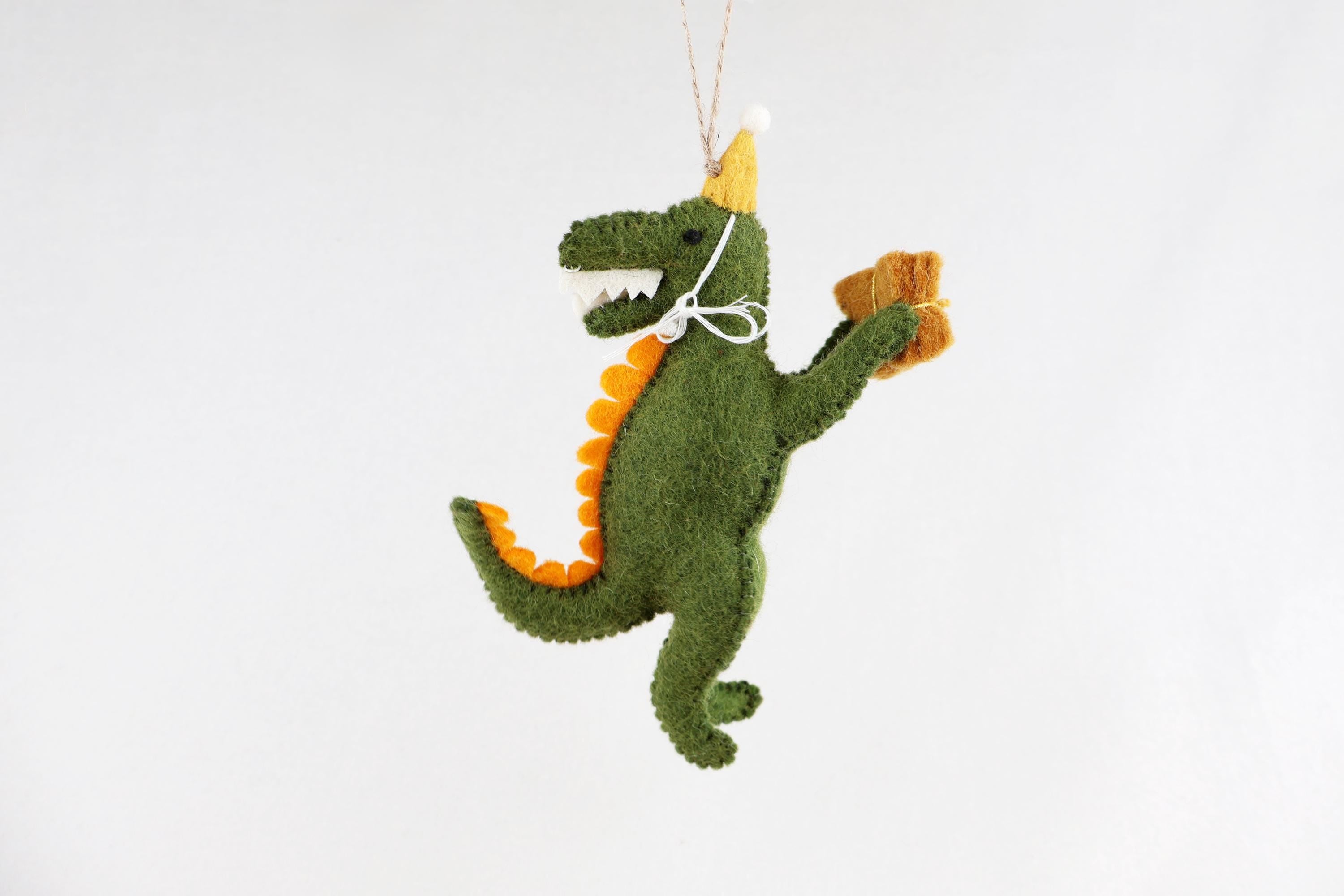 Dino Anhänger T-Rex I Dino mit Partyhut I Dinodeko I Christbaumschmuck Weihnachtsdeko I Geburtstagsdeko I Geschenkanhänger I Dinoparty