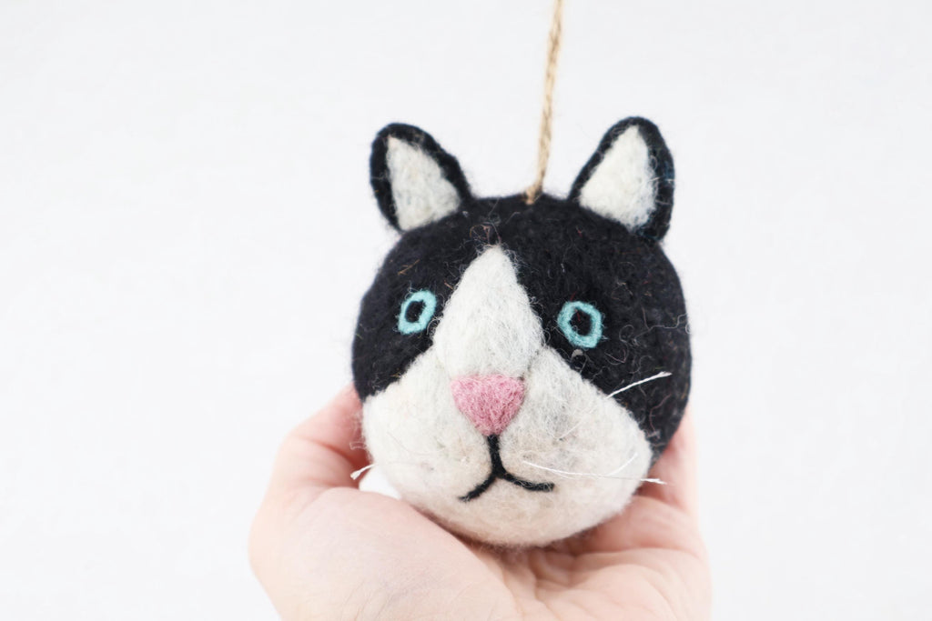 Weihnachtskugel Katze handgemacht I Weihnachtsdeko I Christmas I Kugeln handgemacht I Weihnachtsschmuck I Christbaumkugel Filz I