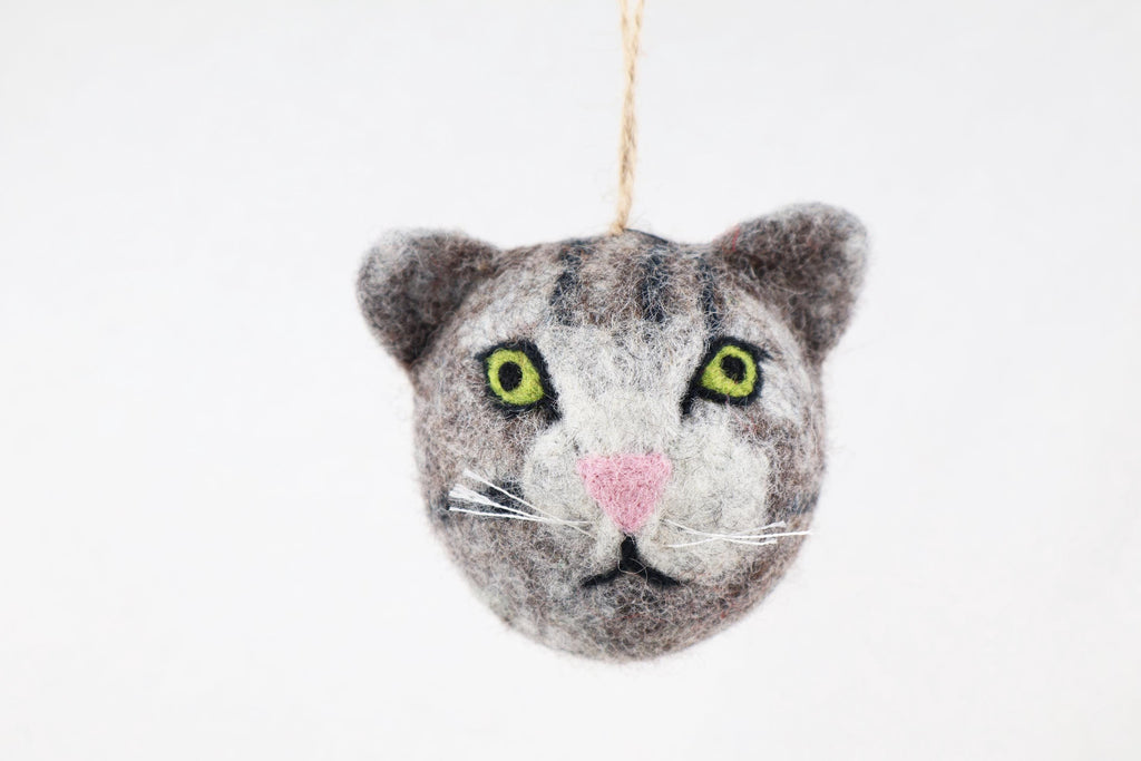 Weihnachtskugel Katze handgemacht I Weihnachtsdeko I Christmas I Kugeln handgemacht I Weihnachtsschmuck I Christbaumkugel Filz I