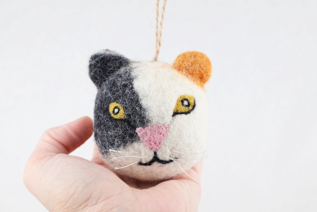 Weihnachtskugel Katze handgemacht I Weihnachtsdeko I Christmas I Kugeln handgemacht I Weihnachtsschmuck I Christbaumkugel Filz I