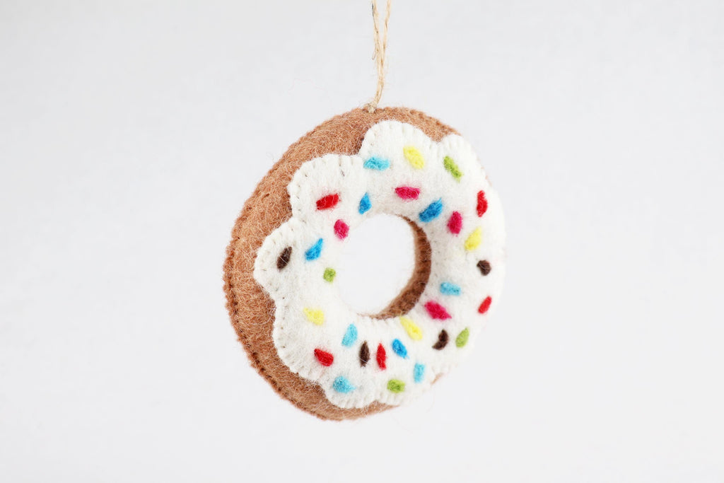 Weihnachtsanhänger Donut I Filz Christbaumschmuck I Weihnachtsdeko I Anhänger Weihnachten I Donut Geschenkidee I Schoko Donut mit Streusel
