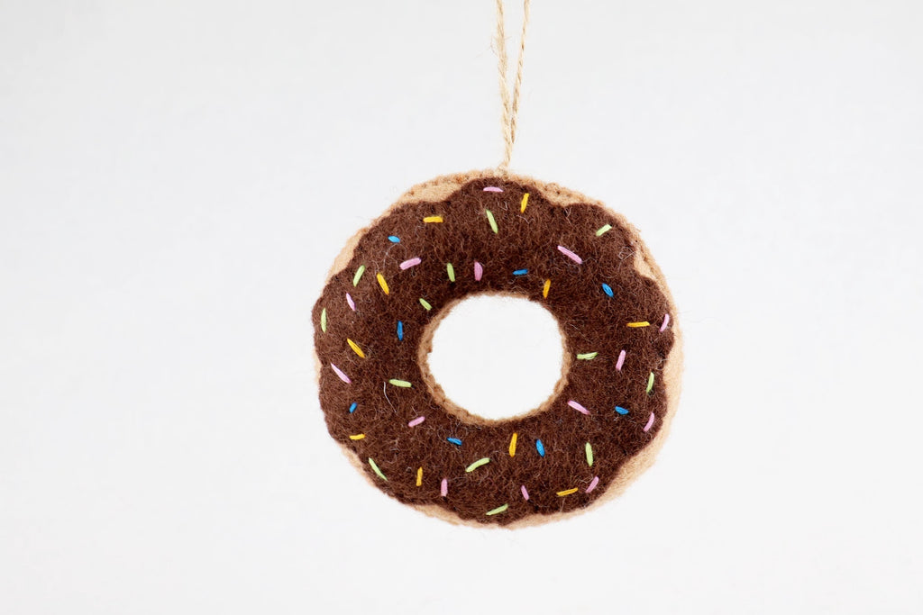 Weihnachtsanhänger Donut I Filz Christbaumschmuck I Weihnachtsdeko I Anhänger Weihnachten I Donut Geschenkidee I Schoko Donut mit Streusel