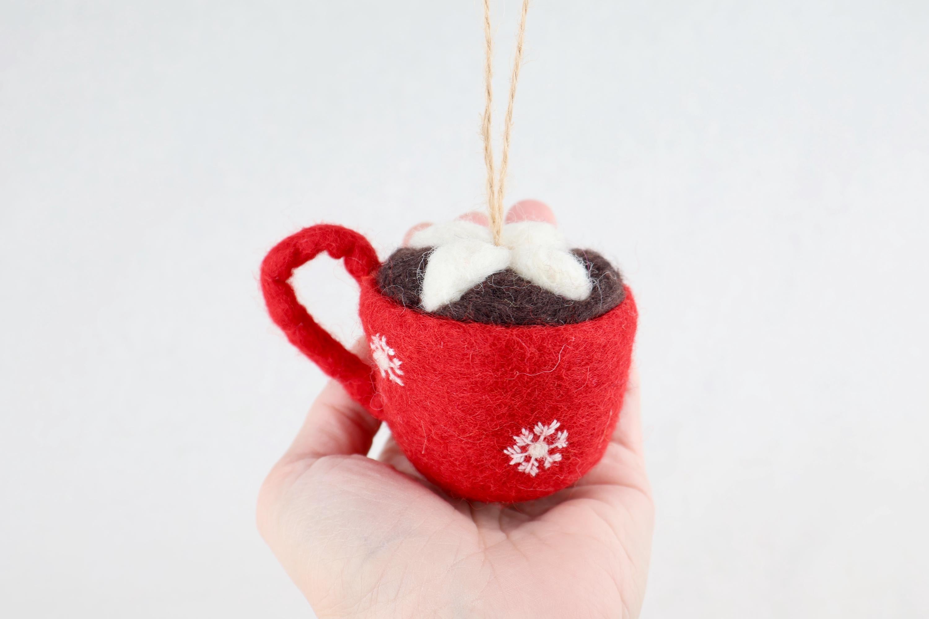 Weihnachtsanhänger Tasse I Christbaumschmuck Weihnachtsdeko I Winter Weihnachtsbaum I Weihnachtstasse Filz I weihnachtliche Kaffeetasse