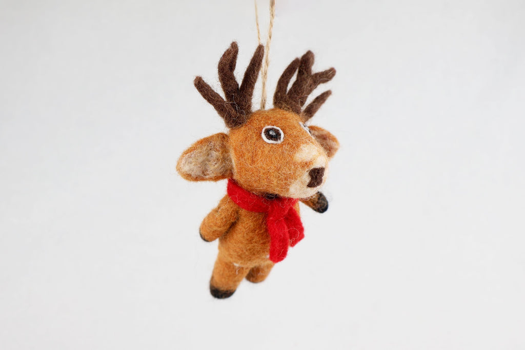 Weihnachtsanhänger Hirsch mit Schal I Christbaumschmuck I Weihnachtsdeko I Winter I Weihnachtsbaum I Hirsch aus Filz