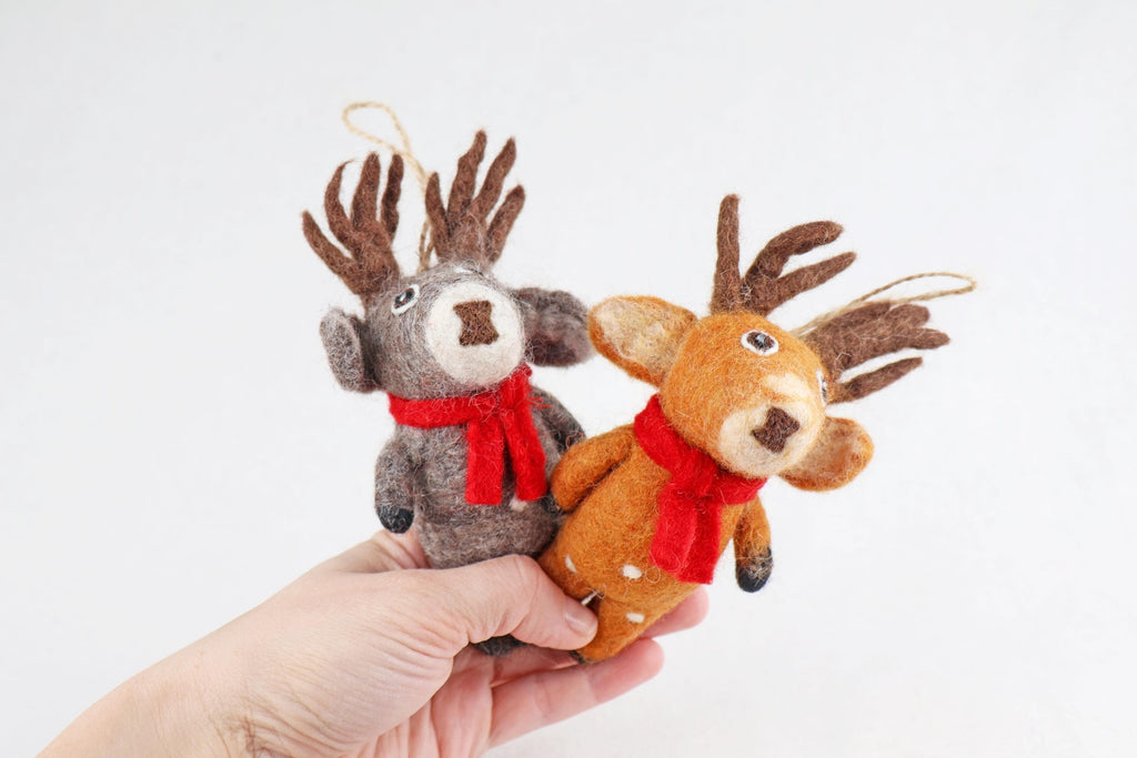 Weihnachtsanhänger Hirsch mit Schal I Christbaumschmuck I Weihnachtsdeko I Winter I Weihnachtsbaum I Hirsch aus Filz