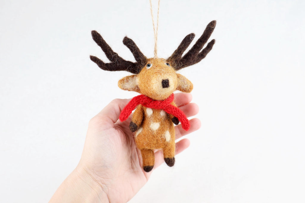 Weihnachtsanhänger Hirsch mit Schal I Christbaumschmuck I Weihnachtsdeko I Winter I Weihnachtsbaum I Hirsch aus Filz