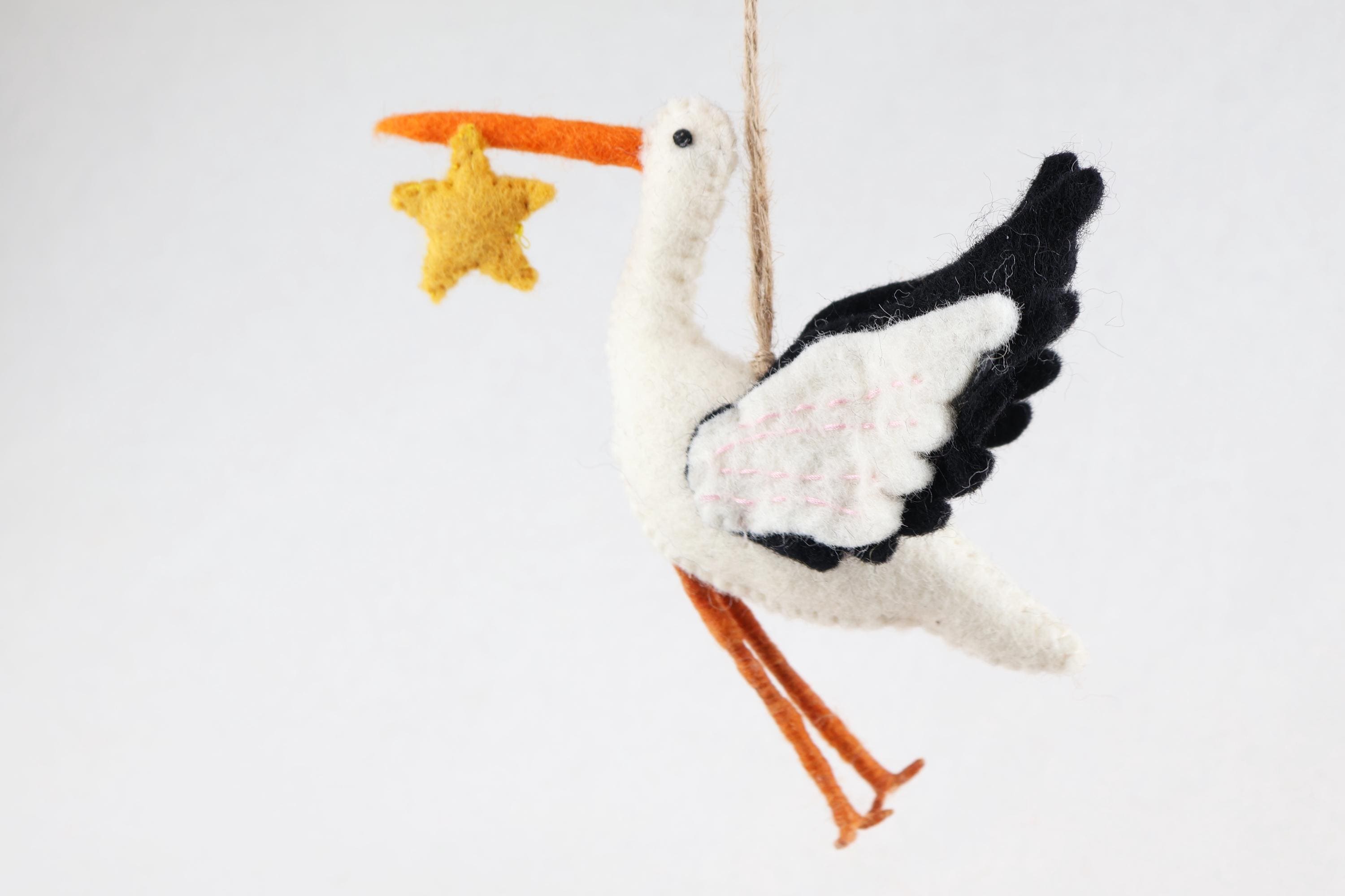 Anhänger Storch I Filz Christbaumschmuck I Weihnachtsdeko I Babyparty I Klapperstorch I Frühlingsdeko